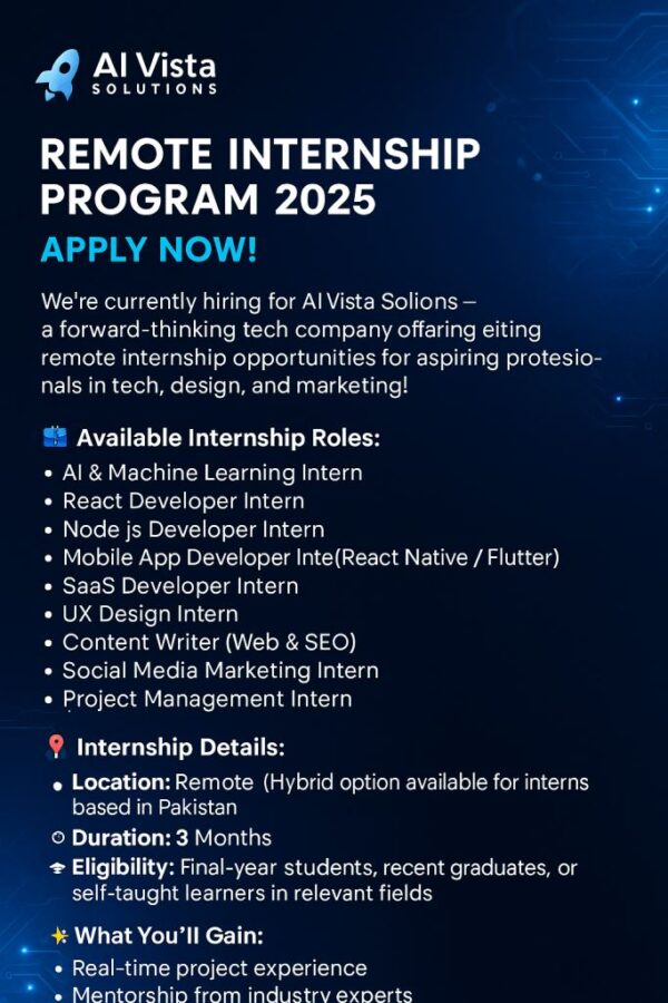 AI Vista Solutions – Remote Internship Program 2025